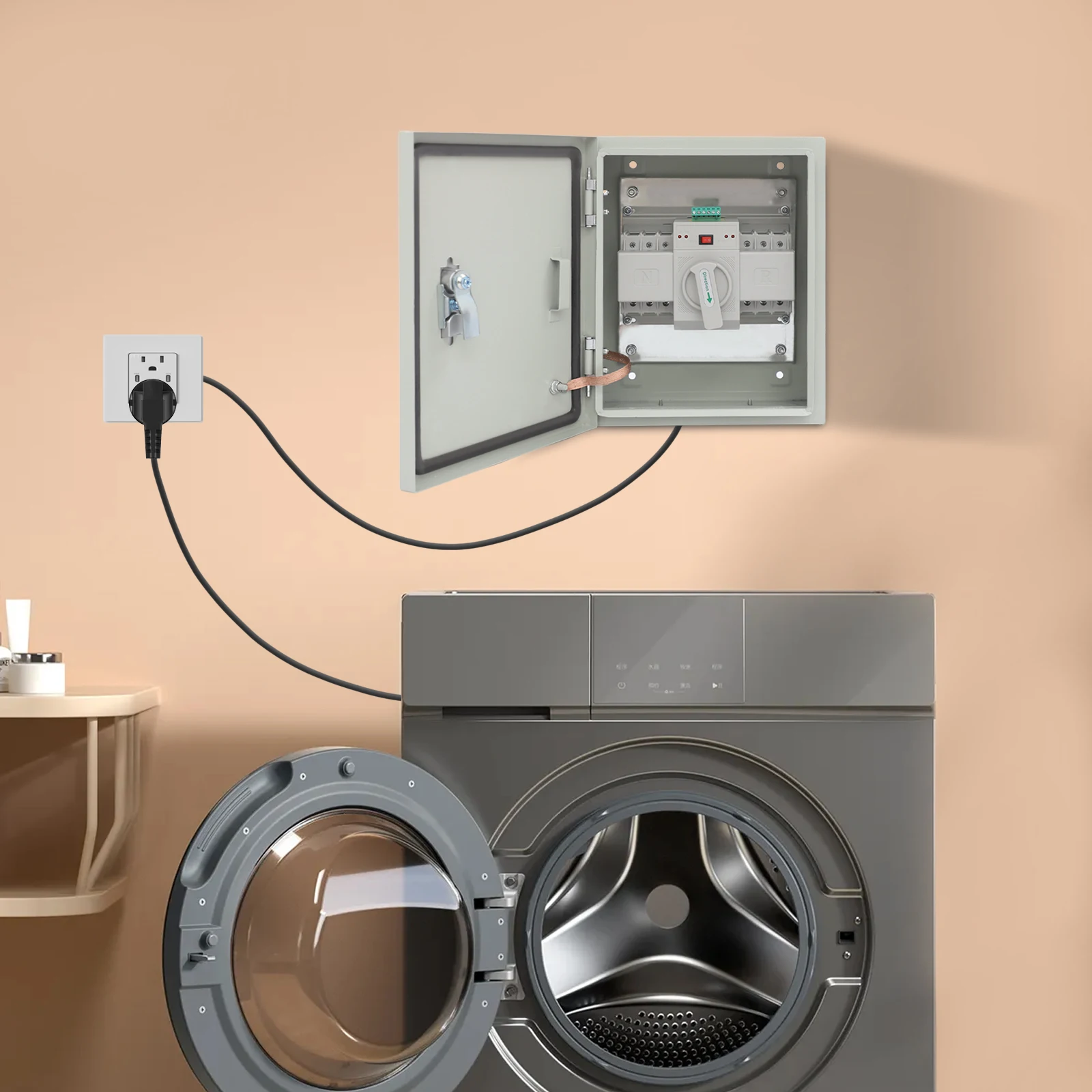 Automatic Transfer Switch, Dual Power Transfer Switch, 3P Switch with Manual and Automatic Modes，110V，100A，Power Transfer Switch