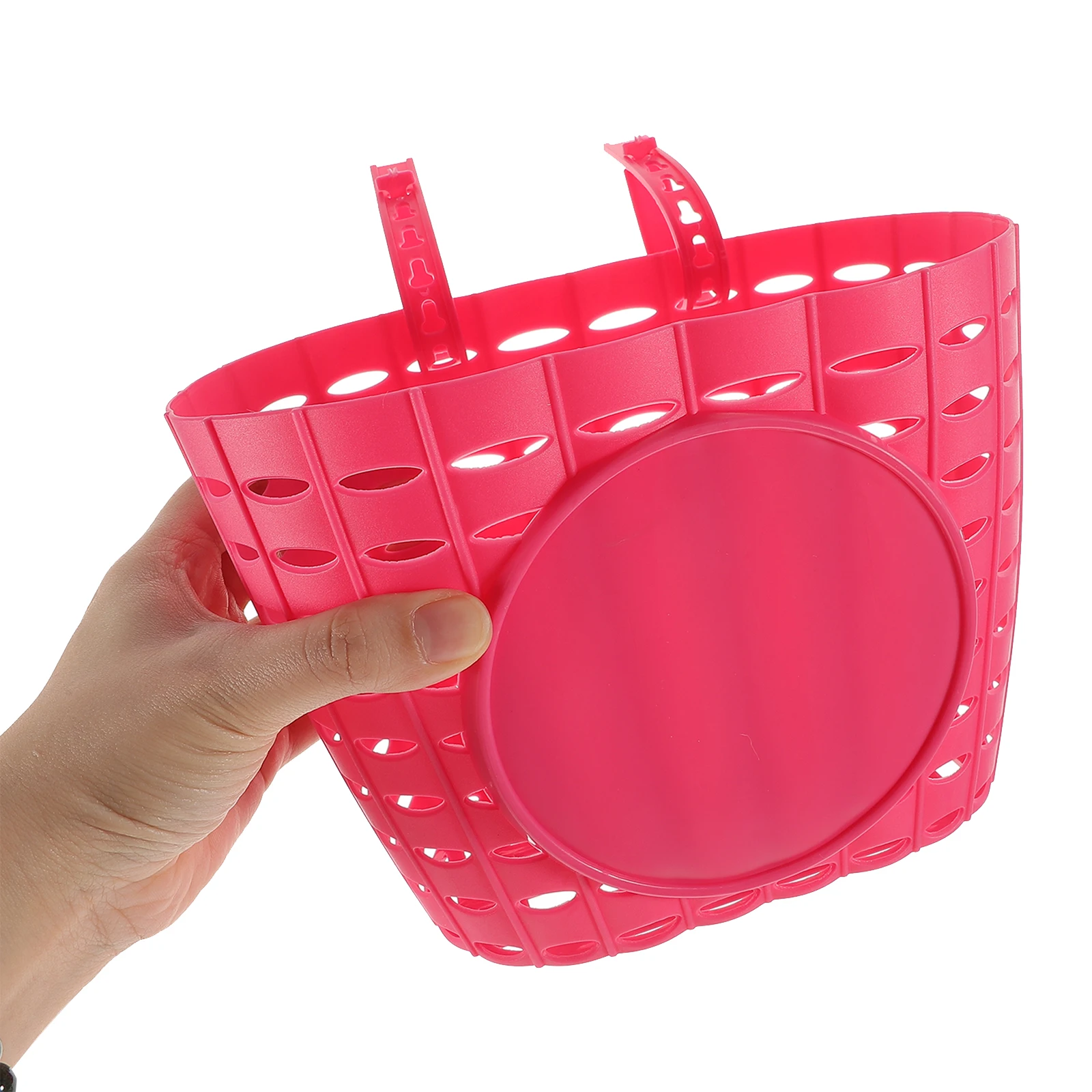 

1pc Premium Plastic Bike Plastic Bike Basket Waterproof Durable Handlebar Mount Kids Bicycle Basket Pink