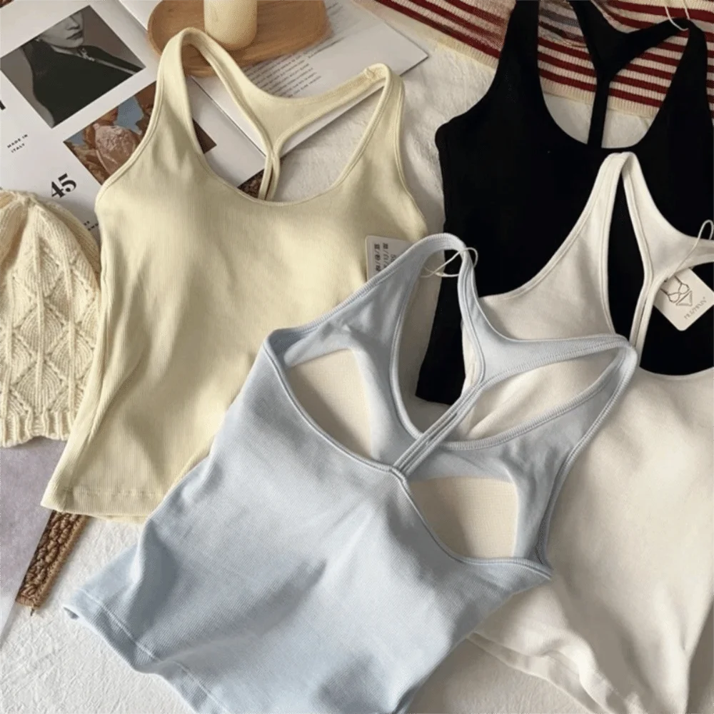 Fashion with Chest Pad Sexy Camisole Hollow out Beauty Back Tank Top Seamless Women Underwear Women Summer Wear