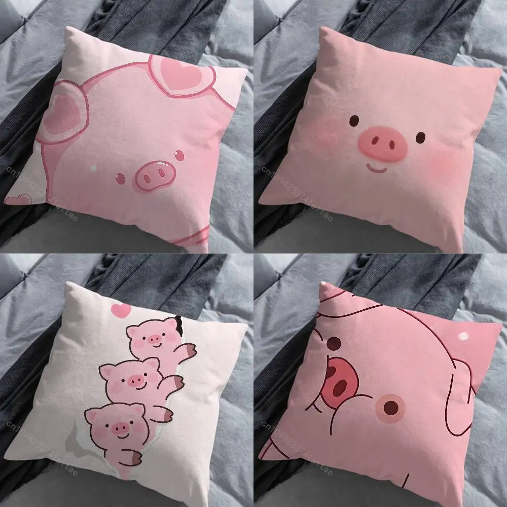 

Cartoon Pink Pig Cute Art Various Sizes Square Pillow Case For Car Home Bedchamber Decor Birthday Gift