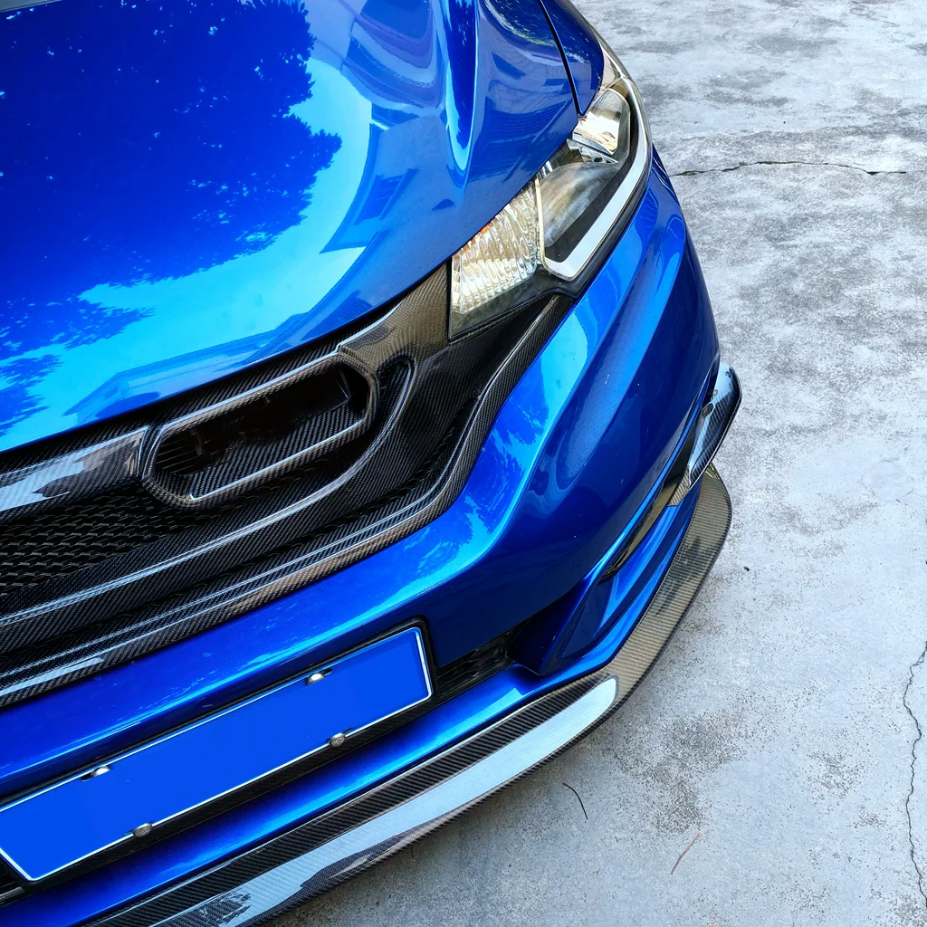 ألياف الكربون المصد الأمامي شواء لهوندا صالح جاز GK5 17-19 تعديل مصبغة المبرد صافي طقم الجسم اكسسوارات السيارات