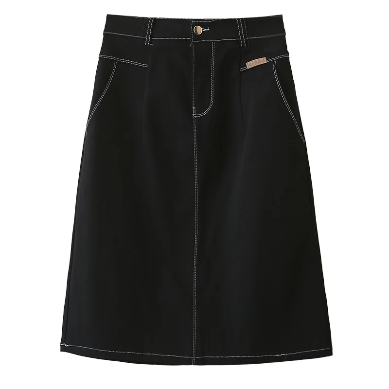 

2026 Spring Summer Plus Size Denim Skirt High Waist Slim Midi Skirt Elastic Waist Casual Fashion Skirt For Women 367