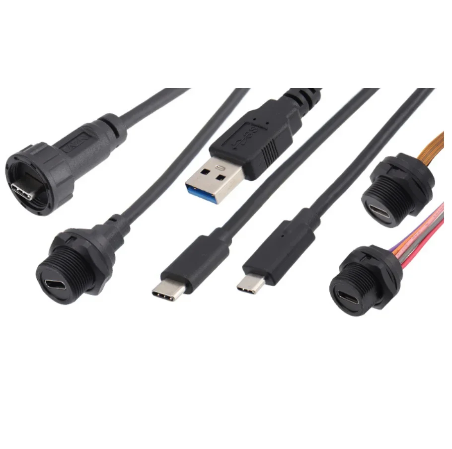 Circular Waterproof c Type Chassis Panel Screw Cabinet PCB Mount Usb c Type c Usb3.0 Connector Cable Extender Adapter Coupler
