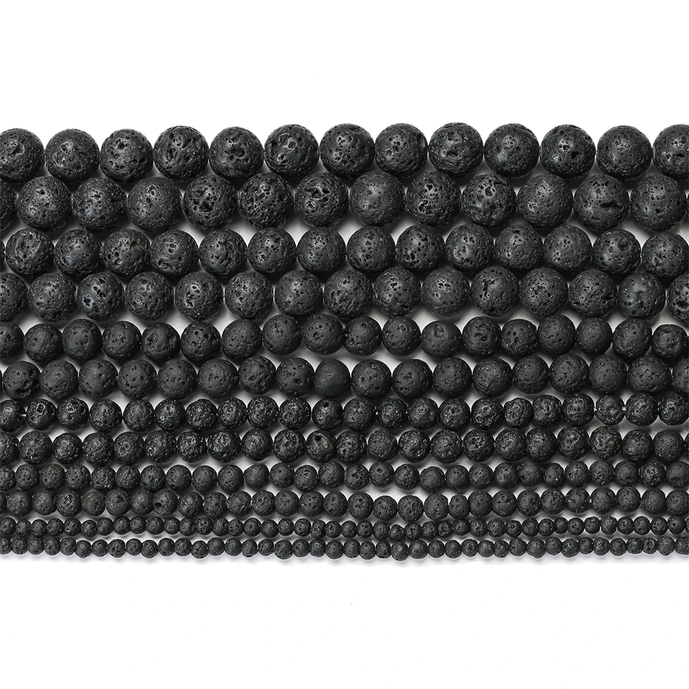 Black Lava Stone Beads Natural Round Volcanic Spacer Beads for Jewelry Making DIY Bracelet Necklace Accessories 4 6 8 10 12mm