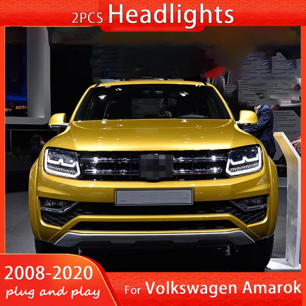 

Стайлинг автомобиля для VW Amarok 2008-2020 гг., светодиодные фары Amarok DRL, указатель поворота, дальний свет, линза проектора «ангельский глаз», автомобильная промышленность