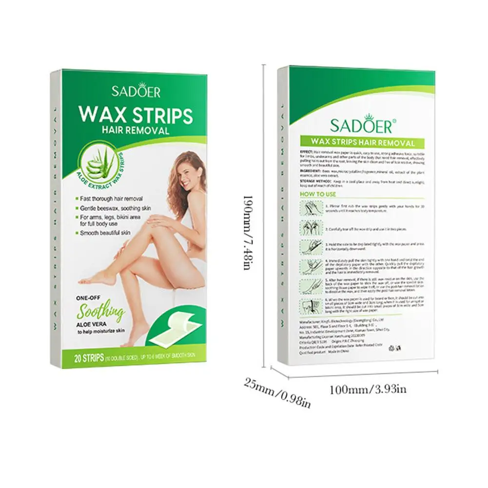 20Pcs/Set Fast Hair Removal Wax Strips For Body Facial Depilation Aloe Vera Cold Wax Paper For Women Smooth Skin Waxing Tool - view 6