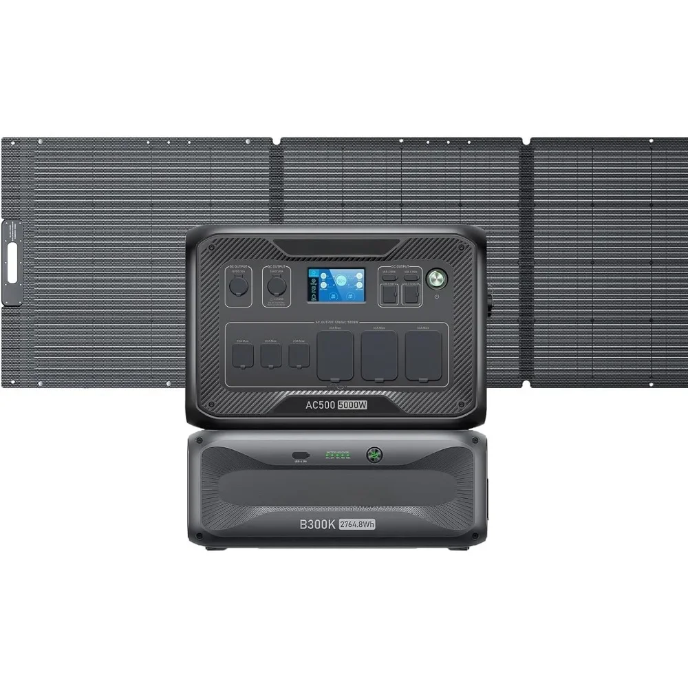 

Solar Generator AC500 & B300K Expansion Battery with 350W Solar Panel Included (Ships Separately), 2,764.8Wh Portable Power