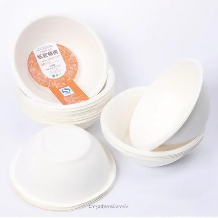 350ML Disposable Soup Bowls 100% Biodegradable Paper Bowls for hot Soups Appetizers Household Food Containers