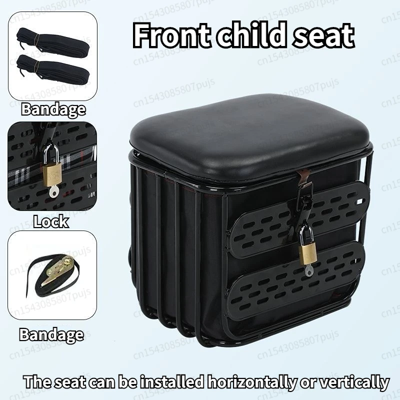 

Electric Scooter Children's Seat Front with Storage Basket and Lock Electric Vehicle Foldable Children's Comfortable Seat