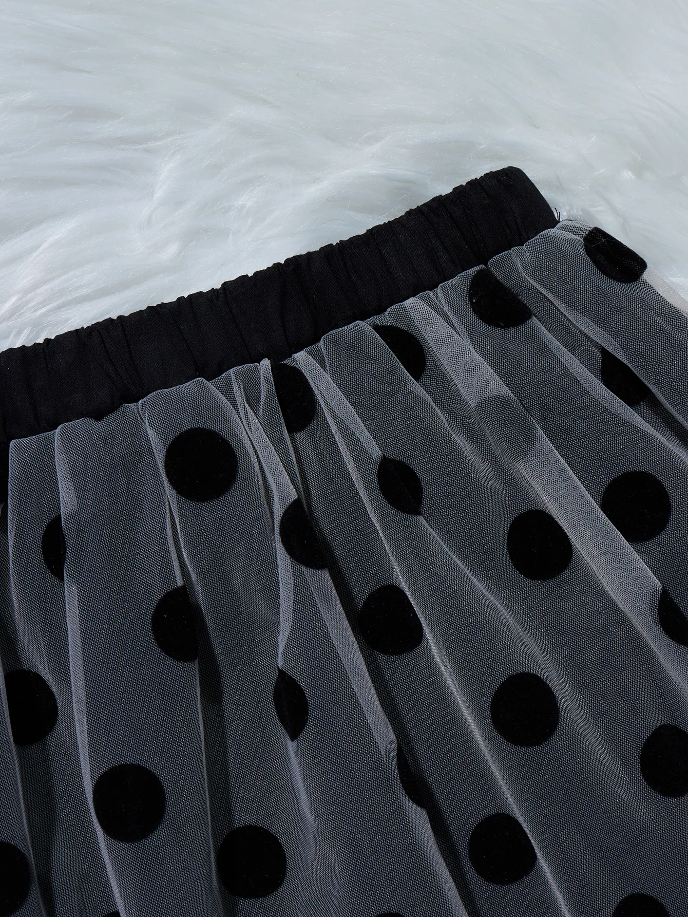 Unique new playful polka dot black double mesh polka dot skirt elastic waist everything girls skirt summer