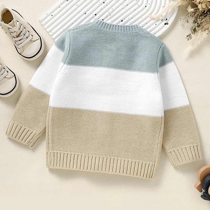 Autumn Winter Baby Boys Girls Long Sleeve Stripe Knitted Cardigan Coat Infant Kids Girls Boys Sweaters Cardigan Coat