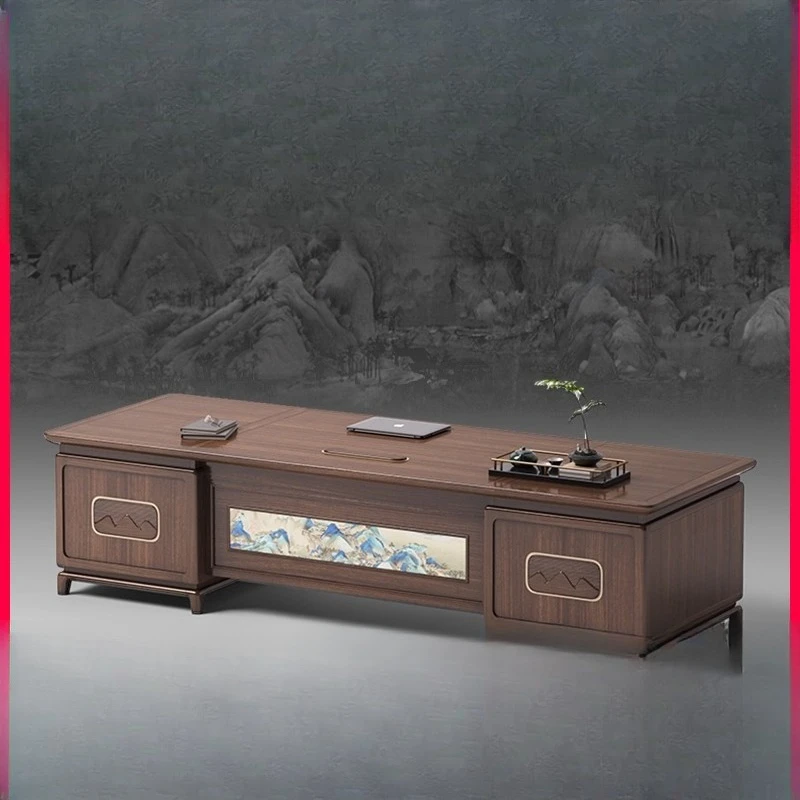 New Chinese style high-end atmosphere President's office furniture Ebony desk