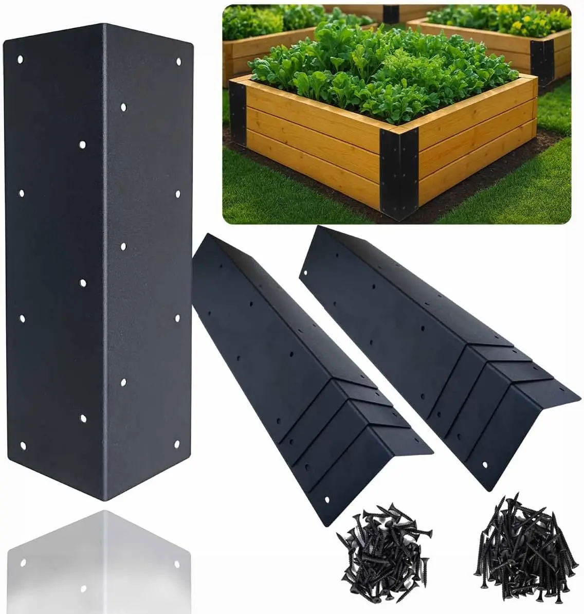 

8Pcs Raised Garden Bed Corner Brackets, 11“ x 3” x 3“ L-Shape Metal Rustproof Thickened Raised Bed Corner Brackets for 12” - 24"