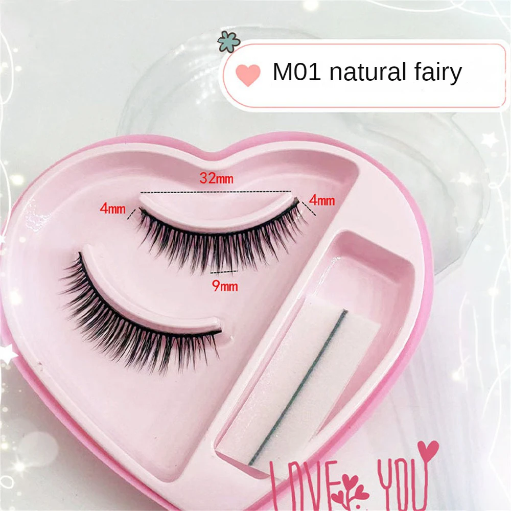 A Pair Of Heart-shaped Self-adhesive False Eyelashes Natural Long And Thick With Adhesive Strips Eye Makeup Tools