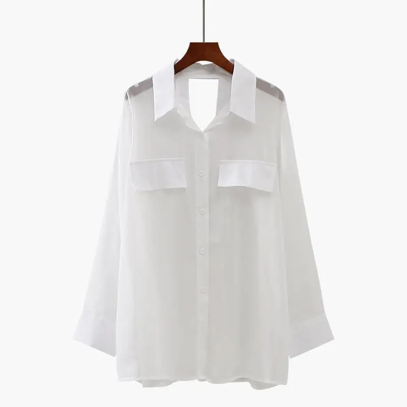 Shirts Women Basic Design Hollow Out Sun-proof Korean Style Pure Breathable Summer Minimalist Female Loose Popular Personality