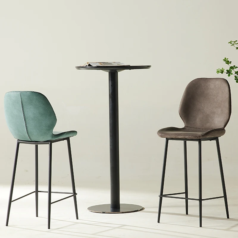 Chaises de Bar Minimalistes Modernes en Cuir, Mobilier de Luxe, Style Nordique, pour Chambre à Coucher, Cuisine, Gris