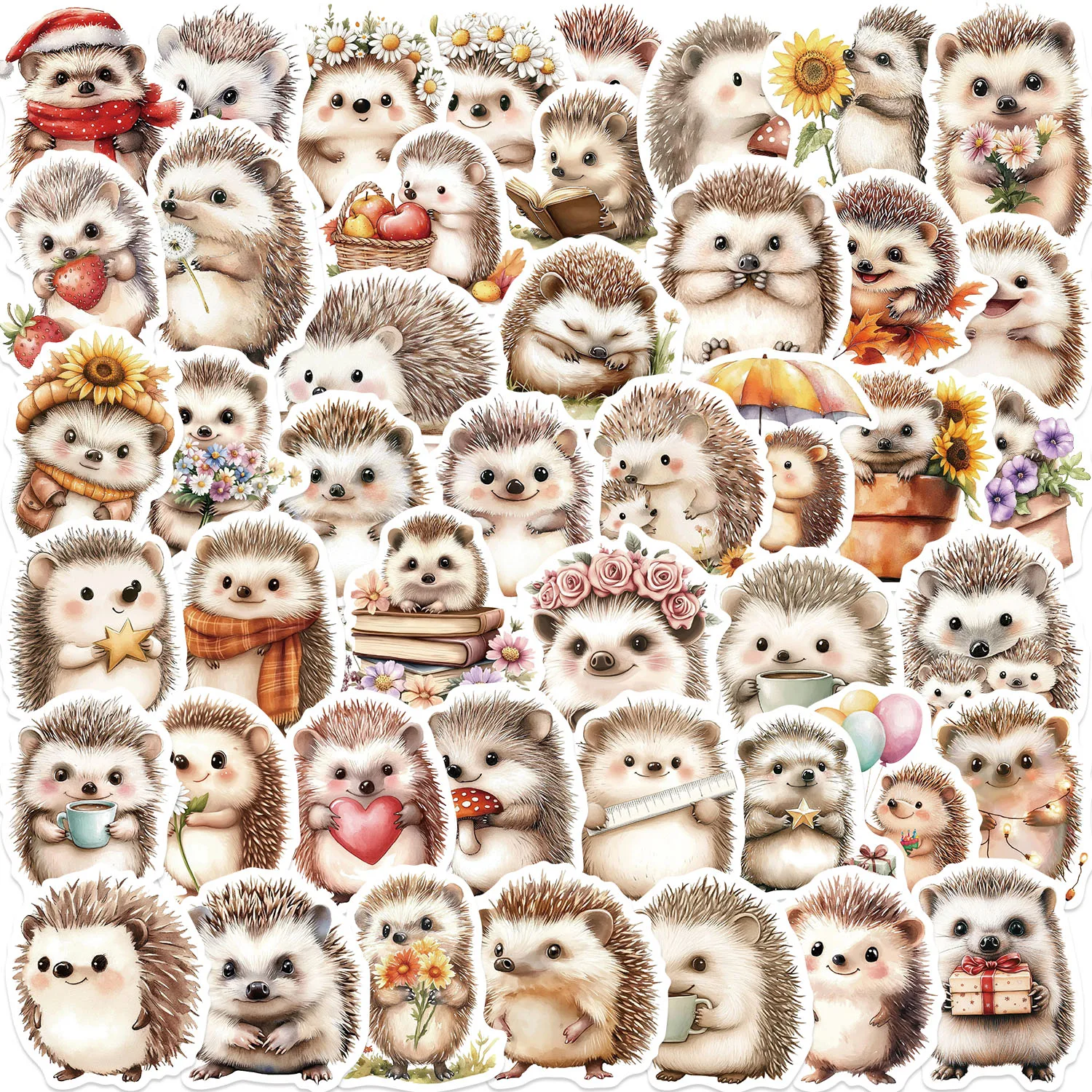 

50pcs Cartoon Watercolor Hedgehog Graffiti Stickers DIY Decals for Children Computer Decorative Water Cups Toys Gifts Sticker