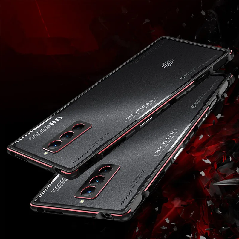 

Red Magic 8s Pro Case, Red Magic 8 Pro 8s Pro+ Aluminum metal bumper Frame Slim Cover Case with Camera protective film