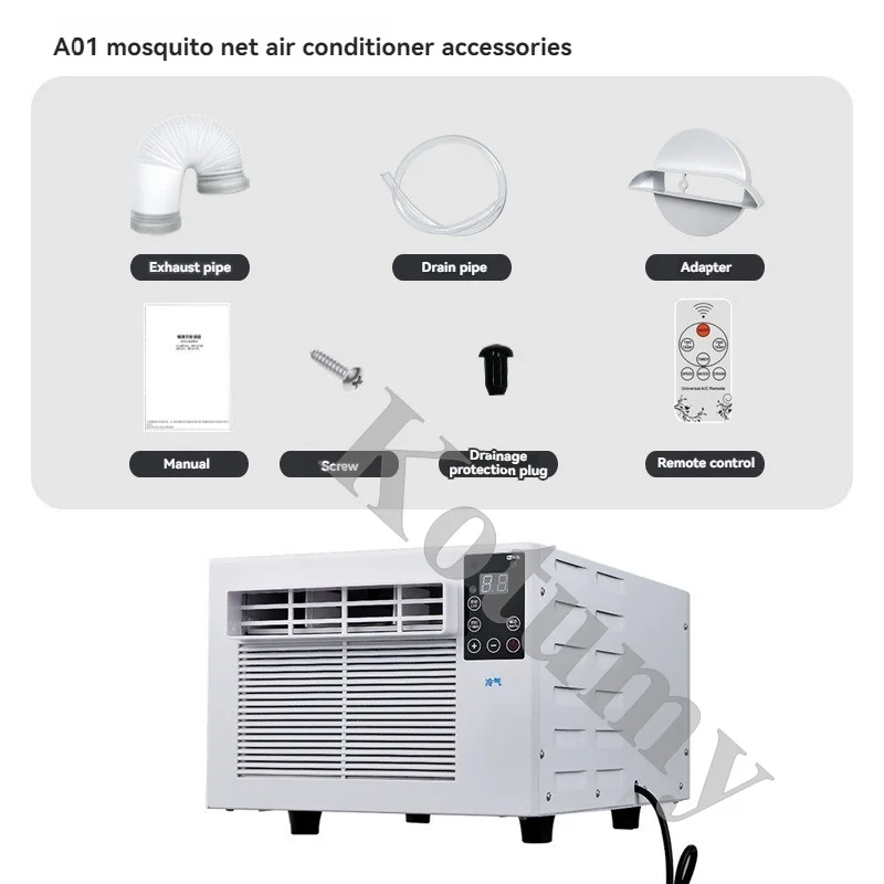 Imagem -03 - Portátil Pequeno Mosquito Net Ventilador de ar Condicionado 110v 220v ar Condicionado Móvel Painel Led Controle Remoto