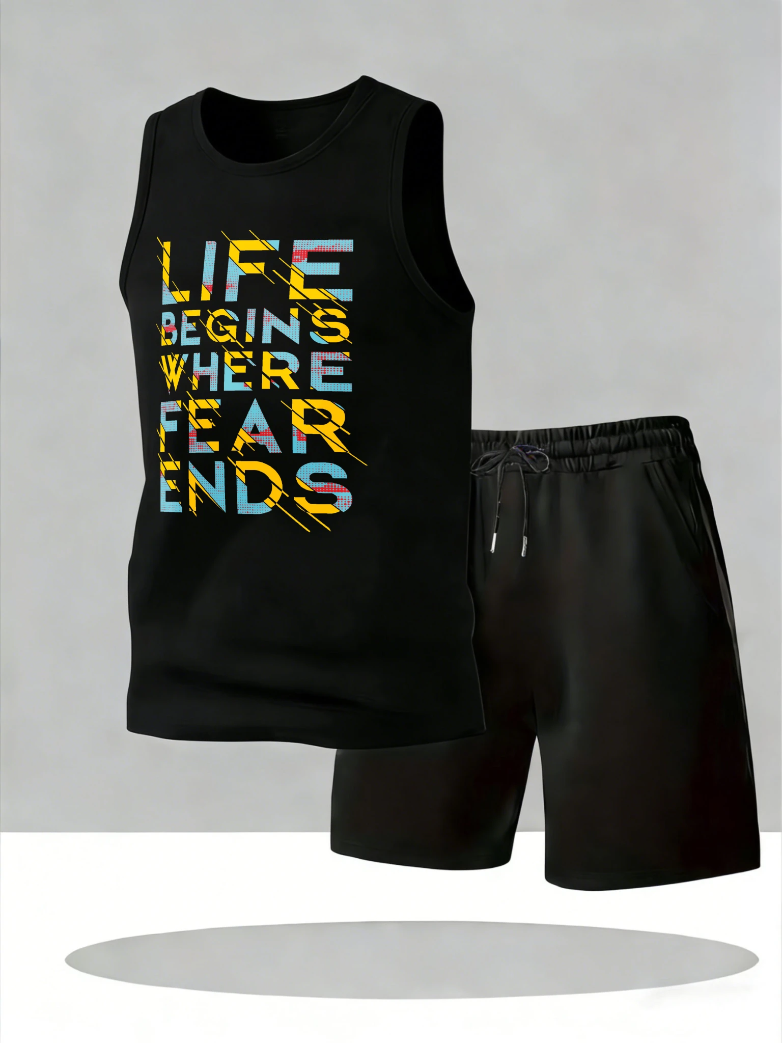 

Men's Tank Top Sets 2026 Summer Quick drying beach seaside Breathable men's tracksuit crewneck sports oversize men's chandals