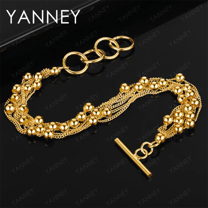 

Luxury 925 Sterling Silver 18K Gold Exquisite Beaded Bracelet for Women Gift Jewelry Party Fashion Wedding Accessories