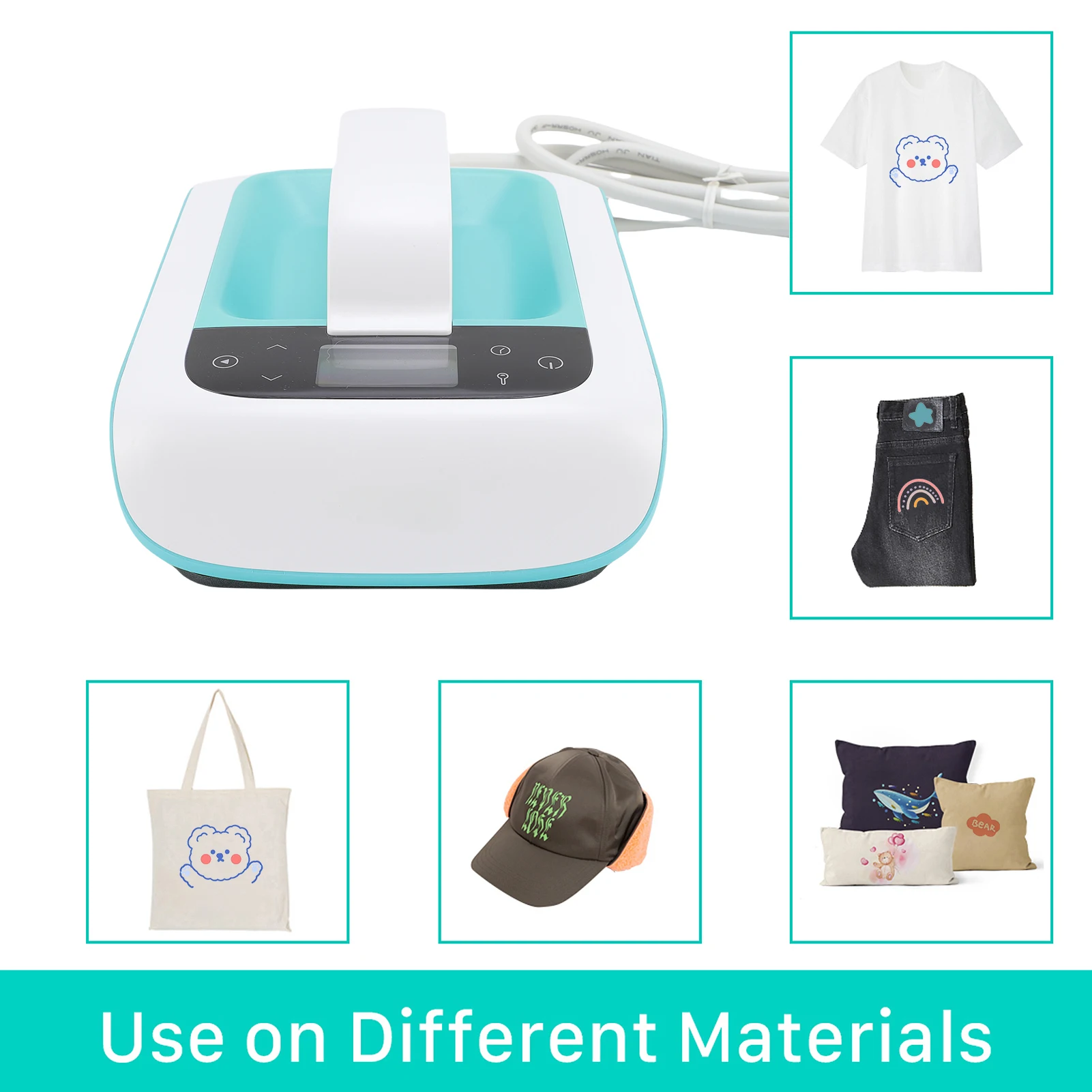 

Heat Press Machine for T-Shirts 7x4.8inch Heating Transfer Iron Press Fast Heat Up for Sublimation Adjustable Temperature Timer