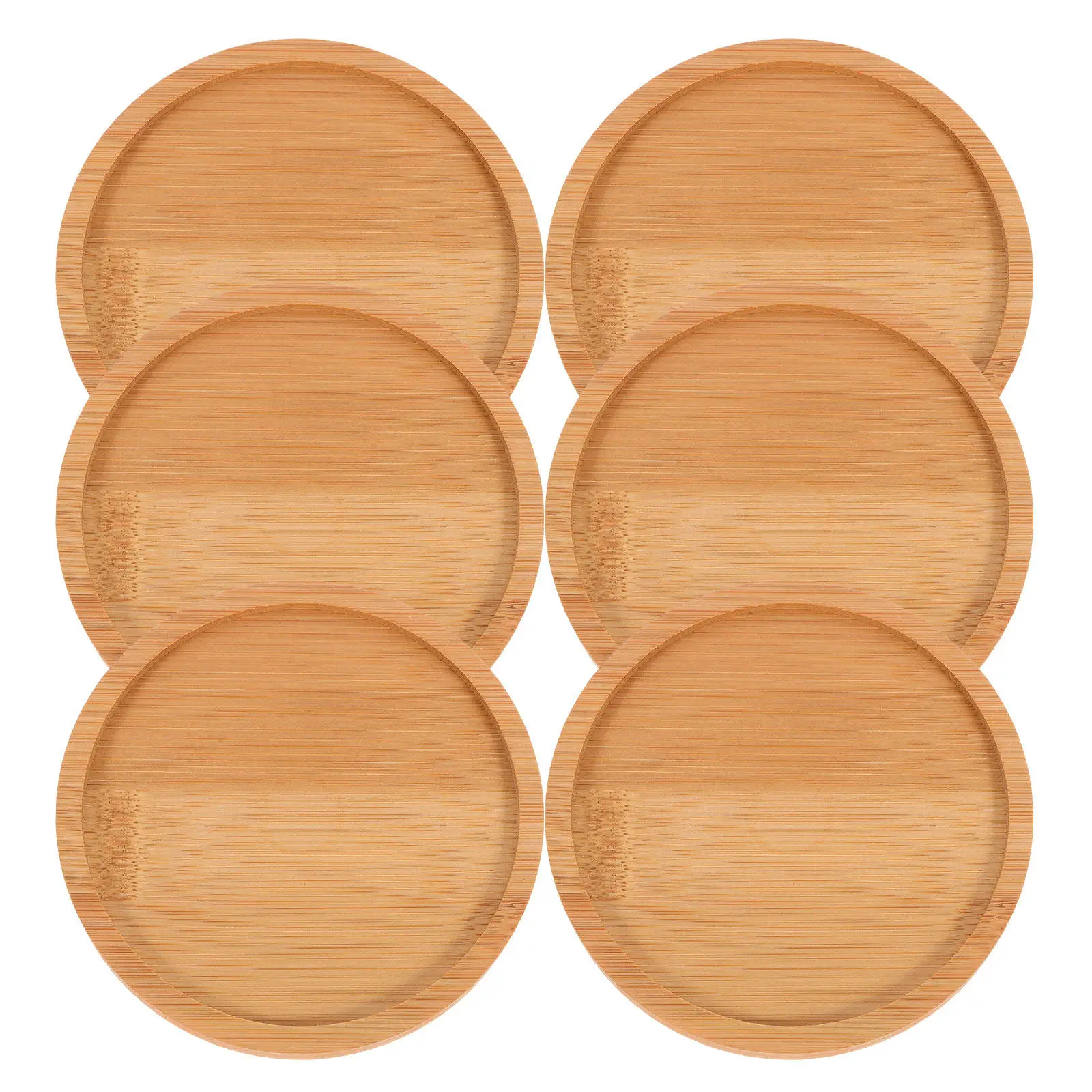 6Pcs Round Mosaic Bamboo Coasters for Crafts Grooved Base Reusable Coffee Coasters Farmhouse Table Decor Indoor Plant Saucers