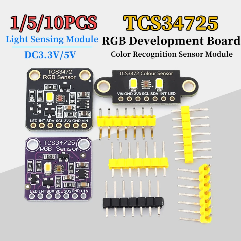 1-10Pcs TCS34725 TCS3472 Color Recognition Sensor Module RGB Development Board IIC For Arduino STM32 laboratory — product photo 1 of 1
