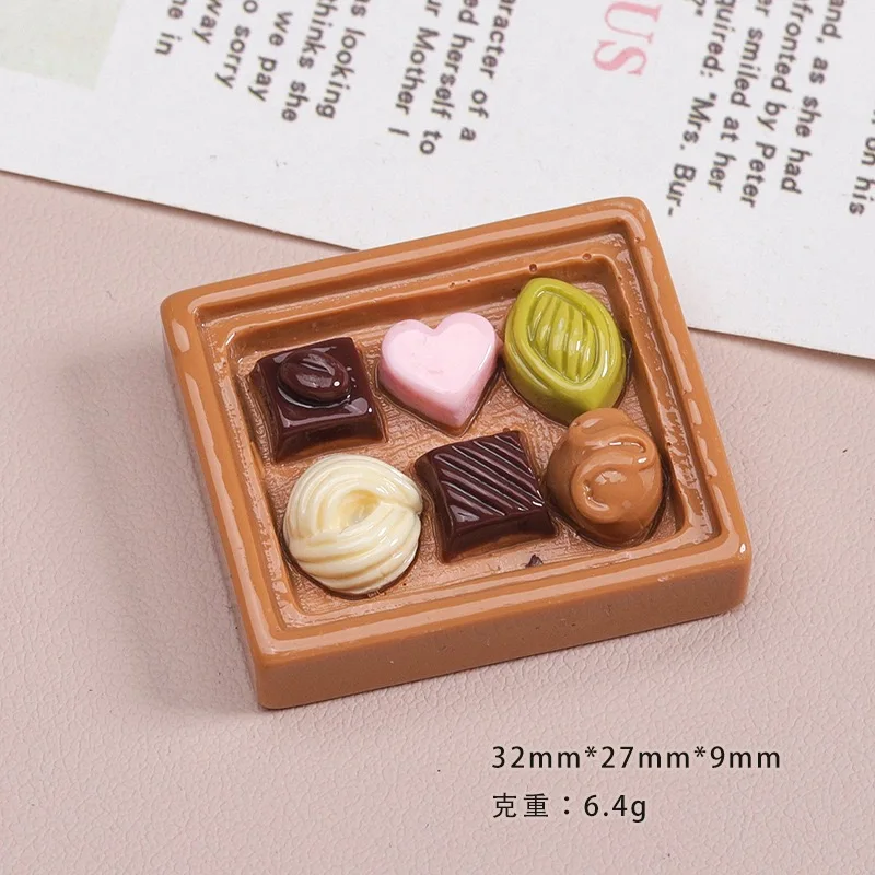 Chocolate Box Resin 3D Foods Serie Flat Back Vintage Foods Resin Cabochons Scrapbooking DIY Jewelry Craft Decoration Accessories