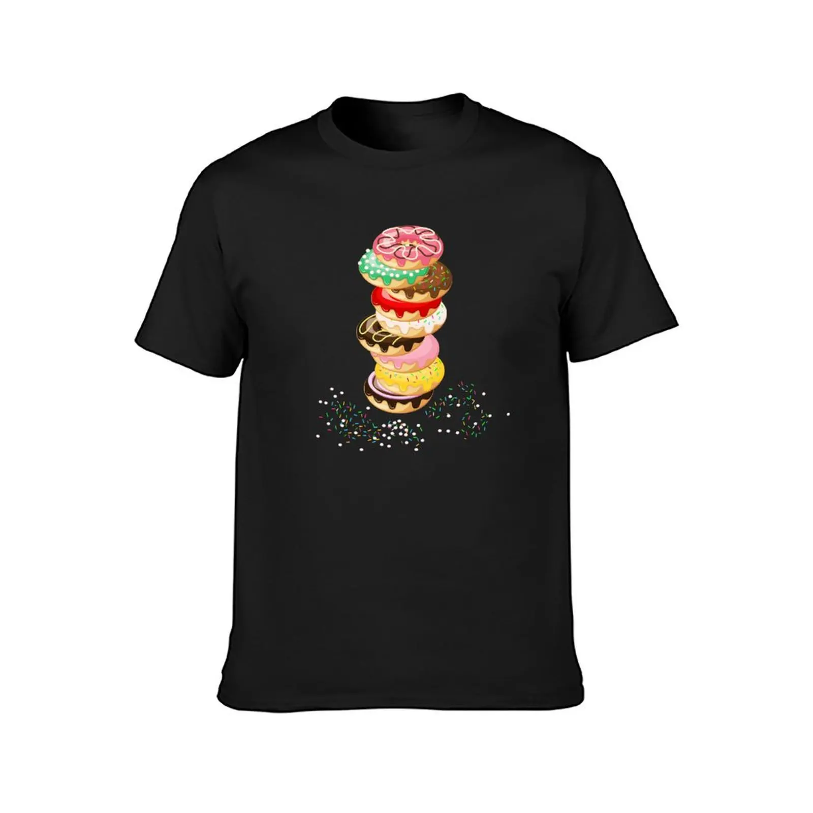 Stack of Delicious Donuts with Colorful Icing T-Shirt boys whites anime mens tall t shirts