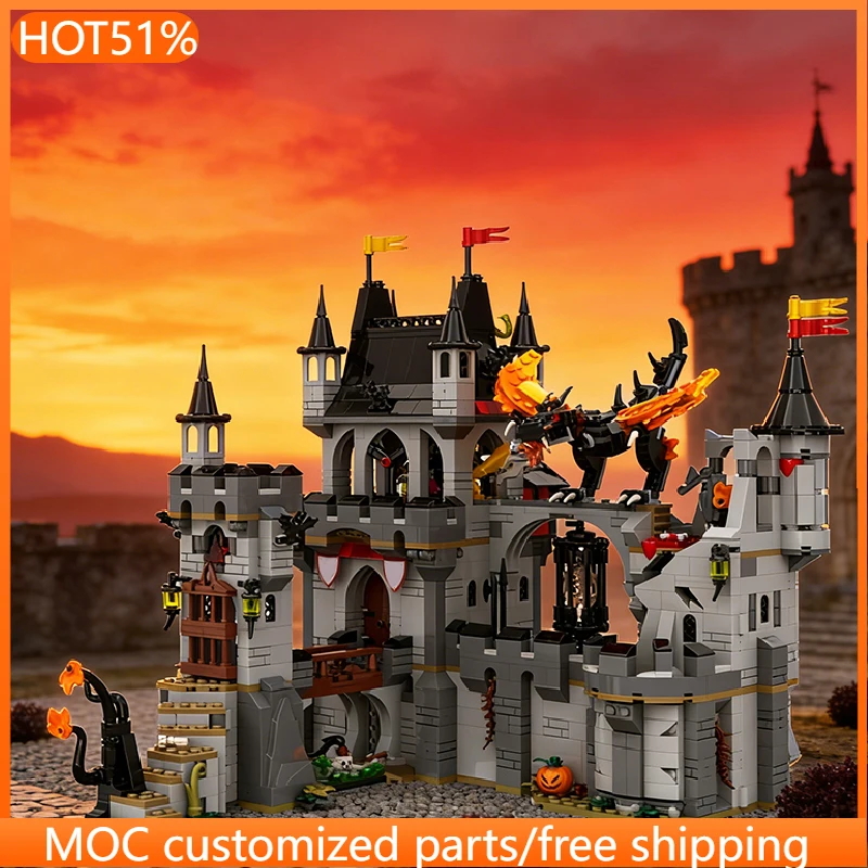 مجموعة مكعبات بناء تعليمية قابلة للتخصيص من نوع MOC لعام 2014، طراز City Engineering Night Lord's Lair، هدية تعليمية تكنولوجية للتجميع الذاتي