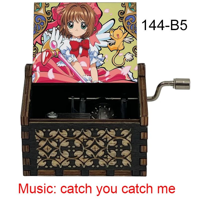 Card captor Anime Sakura Music CATCH YOU CATCH ME Wooden Mechanical Music Box Toys For Girls New year Christmas gift