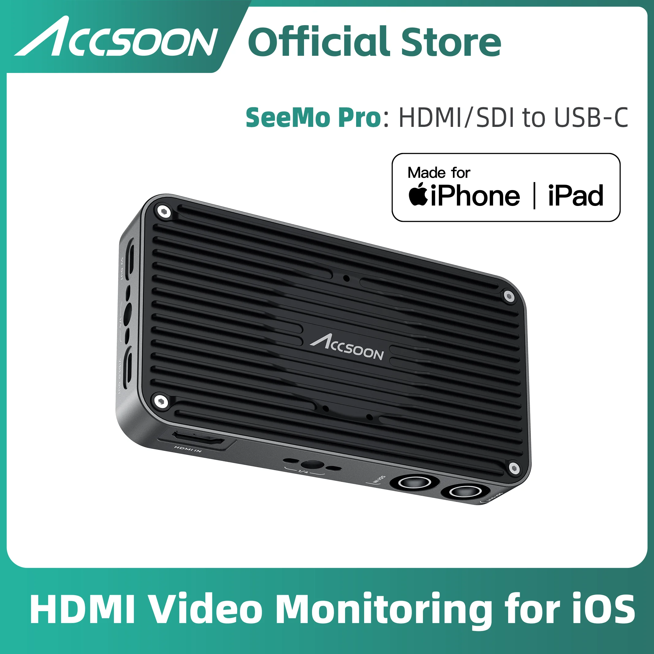 Adapter do przechwytywania wideo SeeMo Pro SDI i HDMI, monitoring w czasie rzeczywistym 1080P 60FPS/streaming na żywo/nagrywanie, adapter do przechwytywania wideo HDMI na USB-C