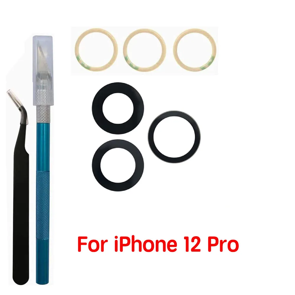 Back Camera Glass For iPhone 11 12 13 Mini Pro Max Rear Camera Lens Cover With 3m Adhesive Repair Tool Kit Replacement Parts