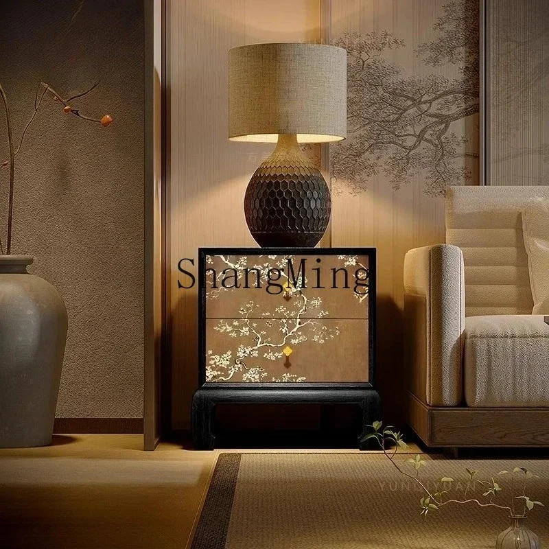 

FG home high-end wood drawer cabinet, bedroom flower and bird bedside narrow cabinet, living room storage cabinet