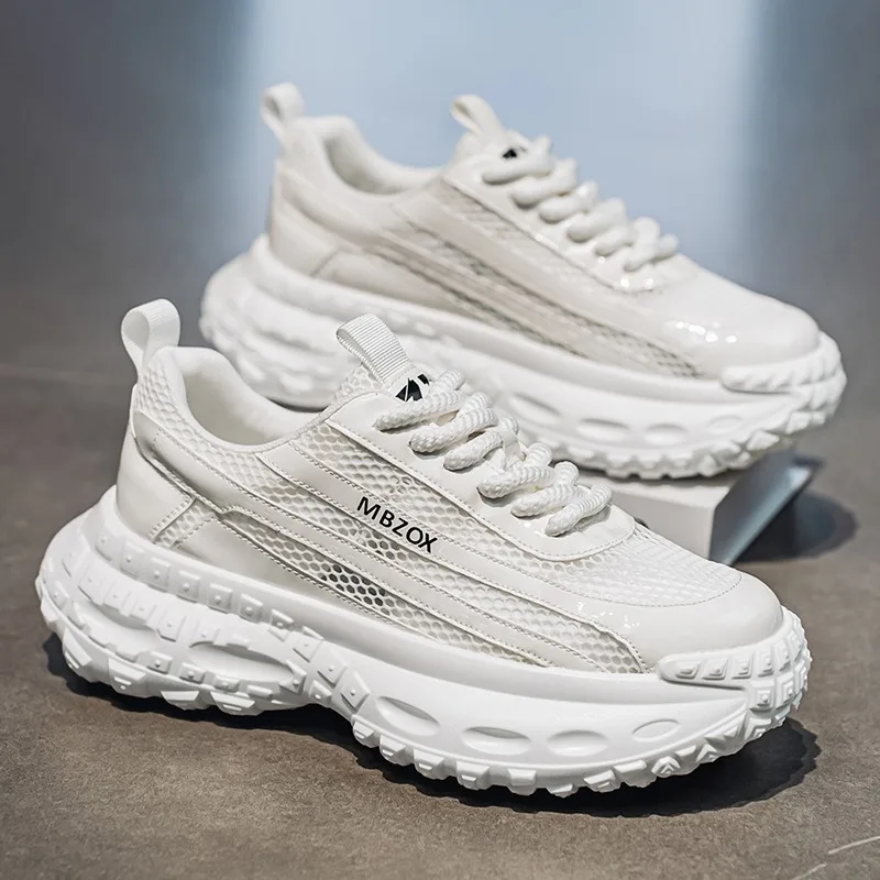 

Модные мужские неуклюжие кроссовки на толстой подошве, мужская обувь с дышащей сеткой, новая одежда, кроссовки на платформе, увеличивающая рост