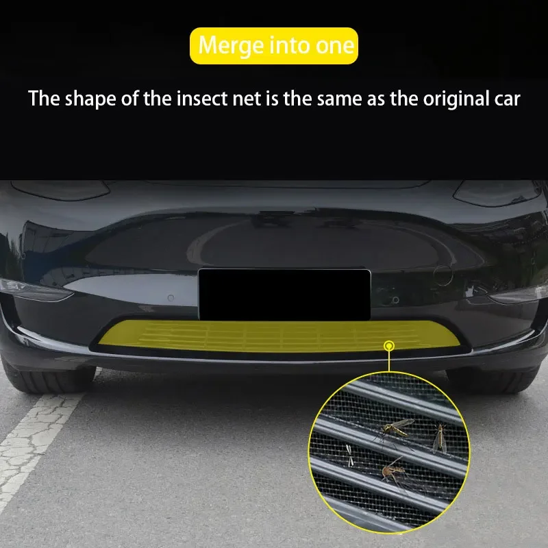 For Tesla Model 3 16-22 Y 20-24 Black Front Grille Insect NetAir Inlet Car Lower Bumper Hood Proof Mesh Grill Replacment ABS