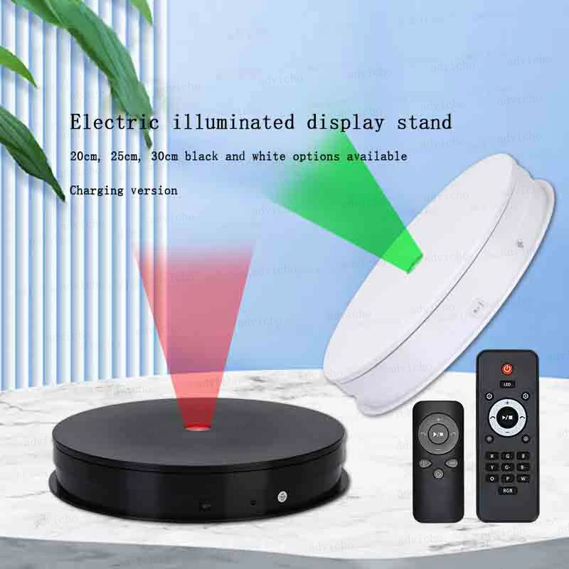 Charging Remote Control Electric Luminous Turntable RGB Colorful Jewelry Action Figures Rotating Base Rotary Table Display Stand