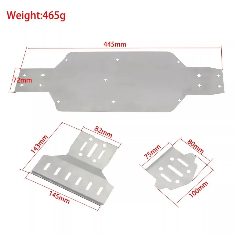 MJX 7303 1/7 piezas de repuesto de coche teledirigido, placa protectora delantera y trasera, protección inferior, armadura de Metal 7303, armadura de chasis