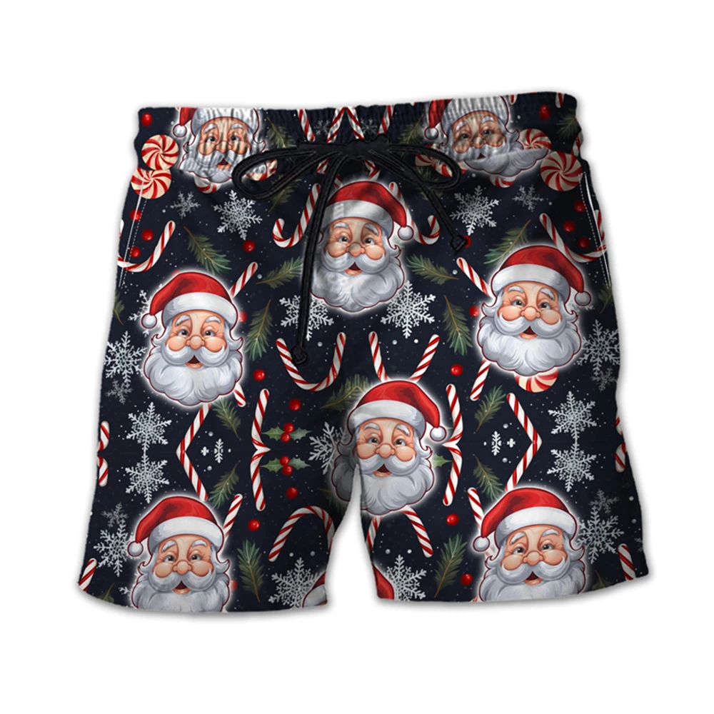 3D Christmas Shorts Santa Claus Print Summer Men's Swimsuit Breathable Male Shorts Unisex Clothing Board Shorts Surf Swim Trunks