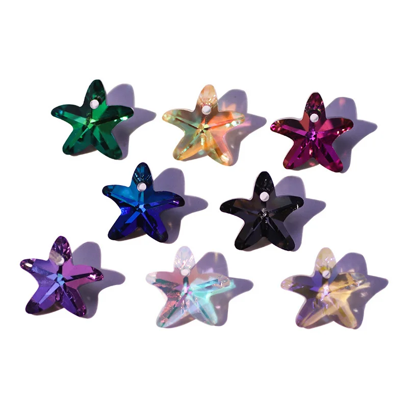 24PCS 14mm Crystal Beads Starfish Shaped AB Color Glass Beads for Jewelry Making Earrings Necklace Jewellery Pendant Accessories