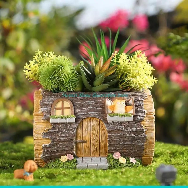 

H7BF суккулентный горшок для суккулентов, горшок с животным медведем, форма пня для домашнего декора стола, реквизит