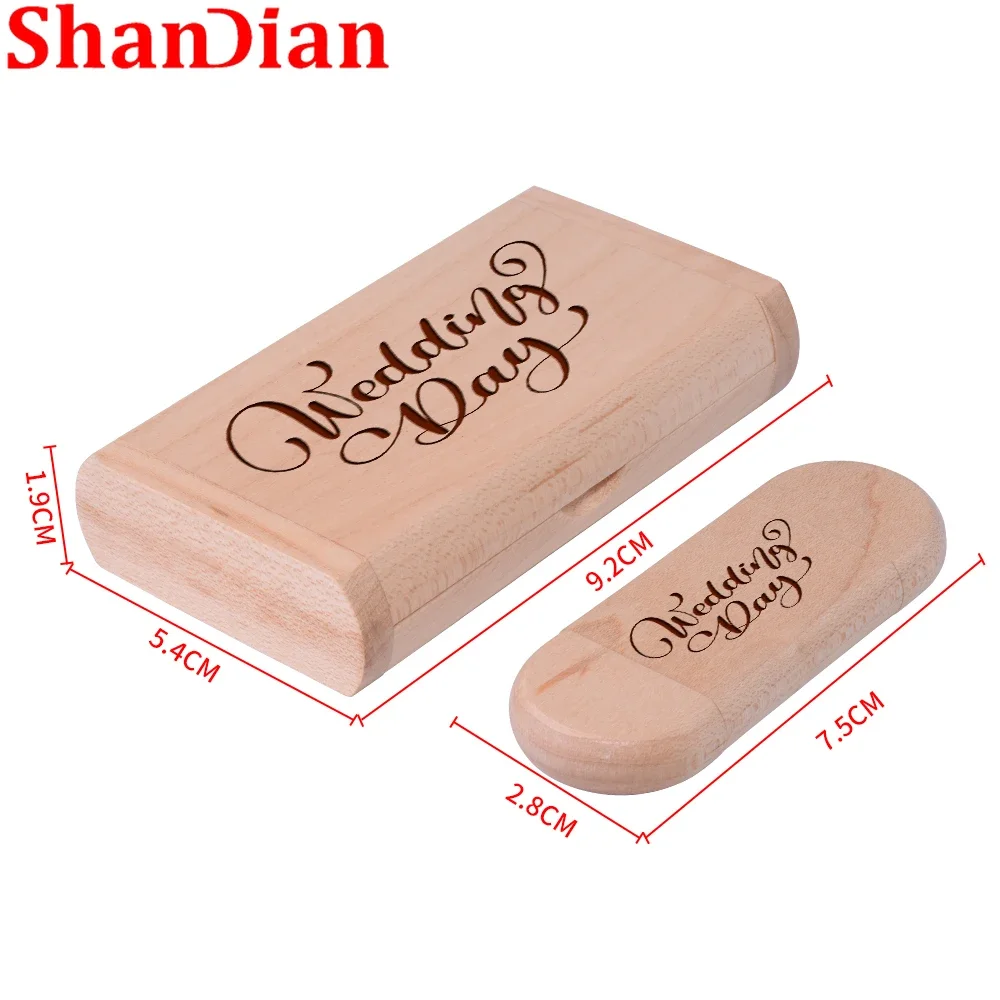 SHANDIAN-Unidade Flash de Madeira, Flash Drive, Bordo, USB 2.0, Disco U de Madeira, Pendrive, Logotipo Personalizado Grátis, Memory Stick, 8GB, 16GB, 32GB, 64GB, novo, OTG
