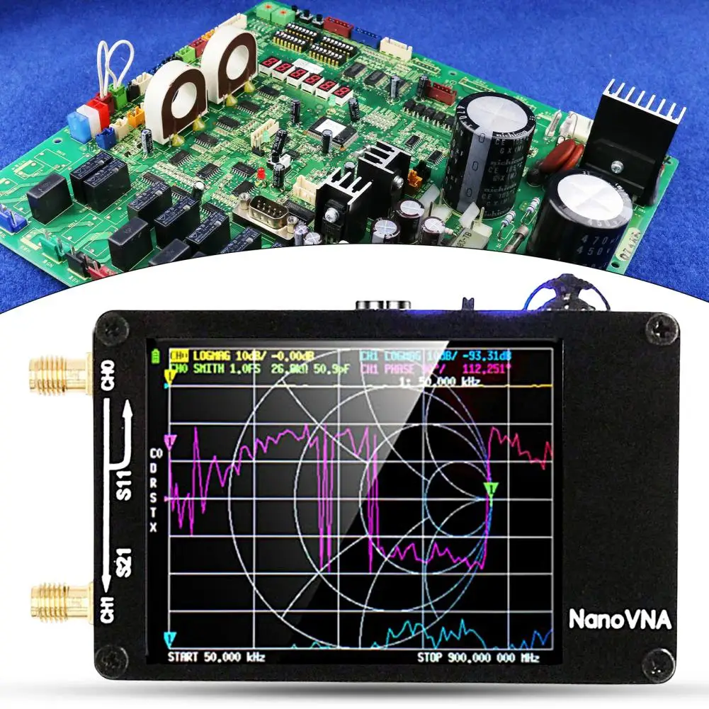 NanoVNA-H Network Antenna Touch Measuring VSWR S-parameters with SD-Card Slot MF HF VHF UHF Handheld Vector Network Analyzer