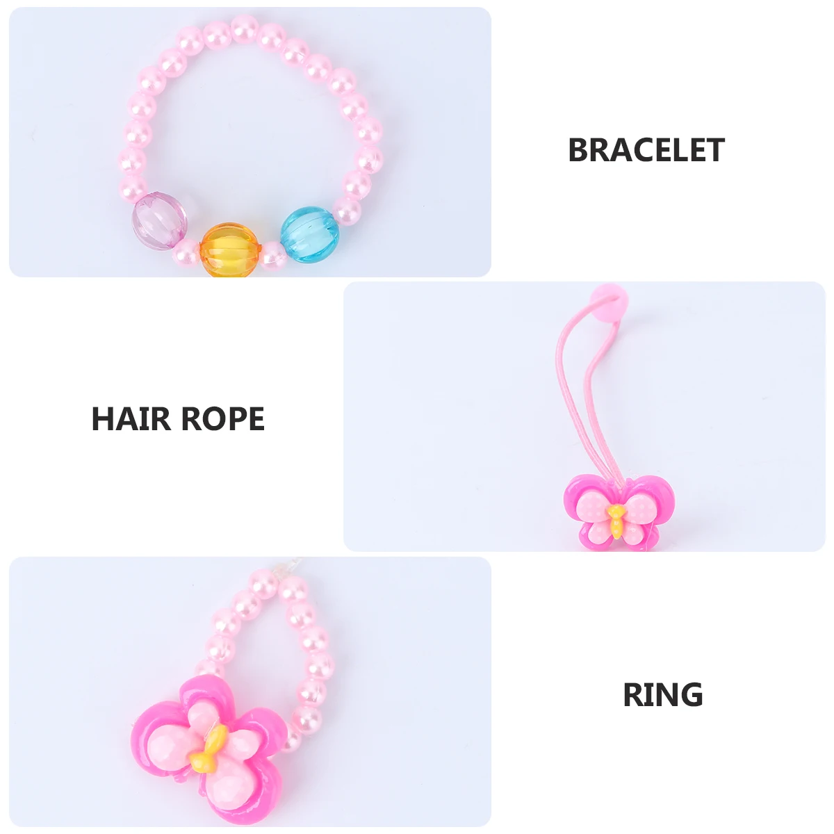 

Butterfly Necklace Bracelet Colorful Set Acrylic Elastic Premium Material Kids' Gift