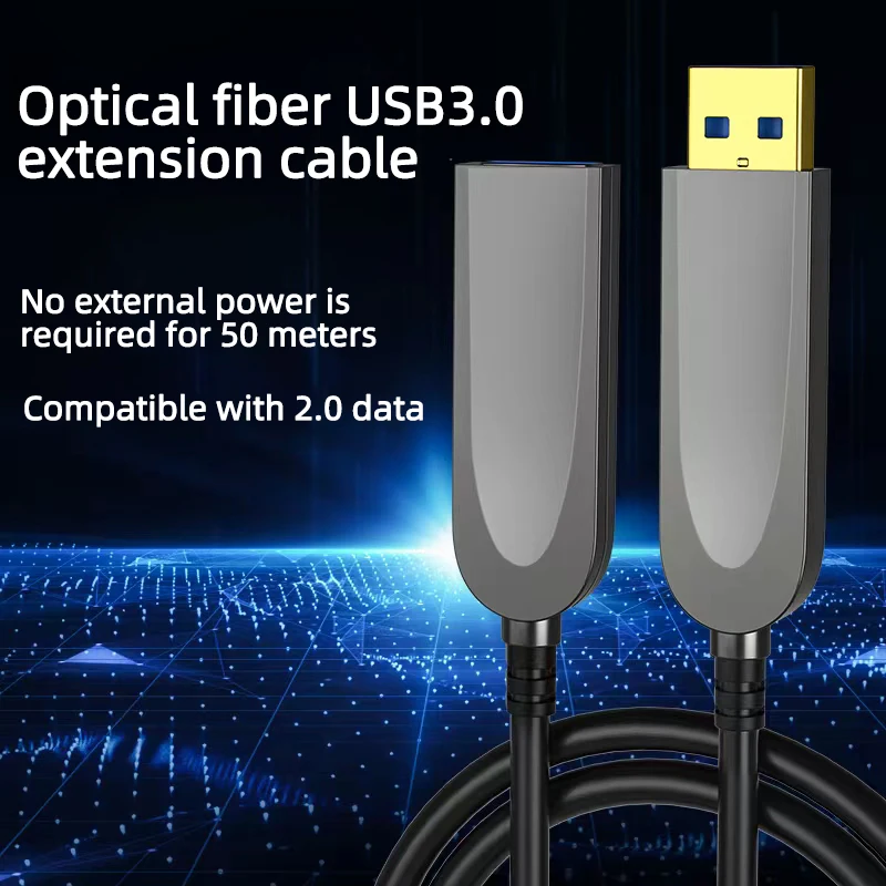 Câble d'extension de signal haute vitesse AOC USB 3.0, supporte 5Gbps jusqu'à 50 mètres, fibre optique, dix gigabit