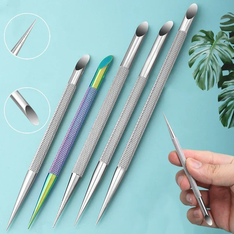 1pcs Double-ended Stainless Steel Cuticle Pusher Dead Skin Push Remover For Pedicure Manicure Nail Art Cleaner Care Tool