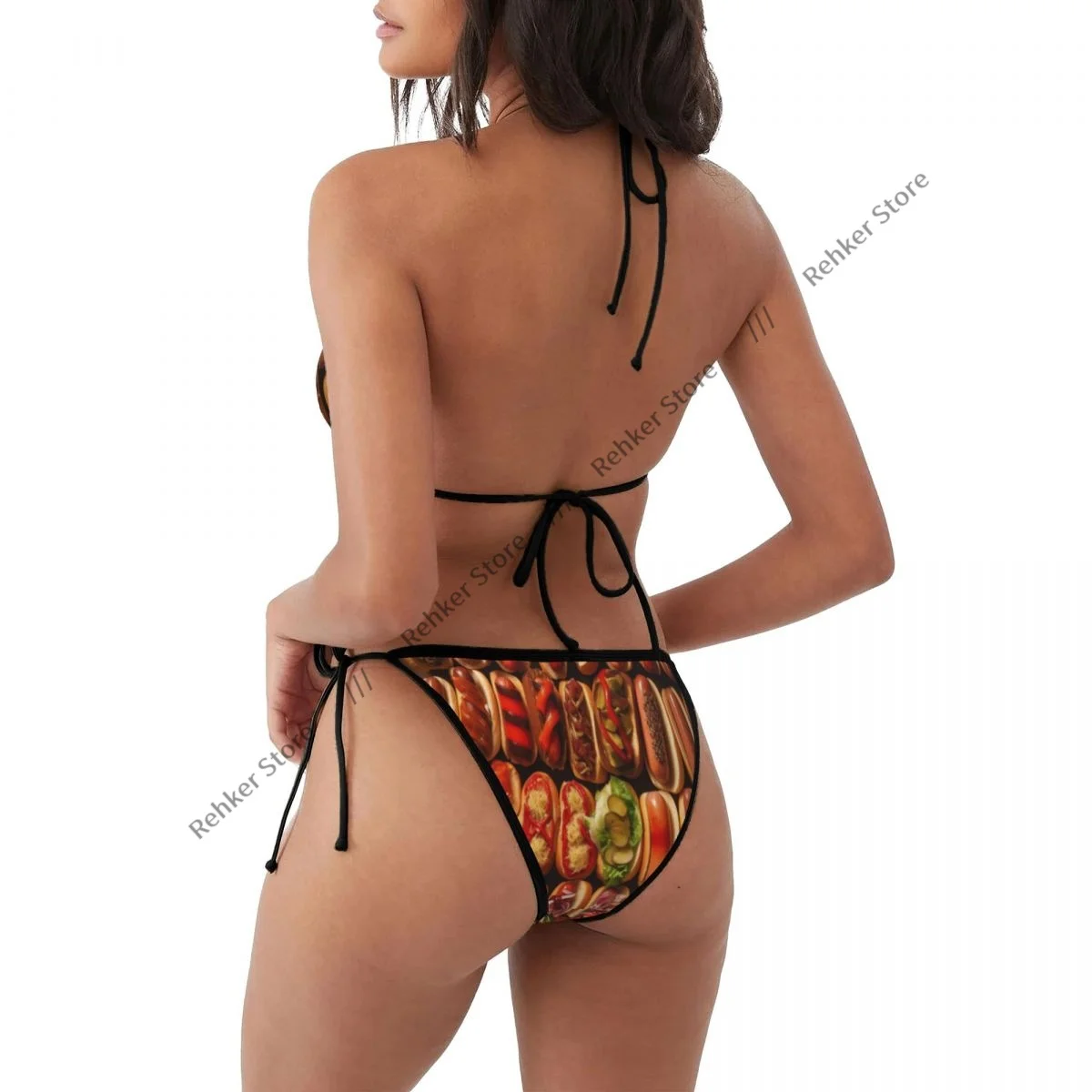 Sexy Bikini Women Swimsuit Two Piece Swimwear Hotdog Fast Food Bathing Suit Beachwear