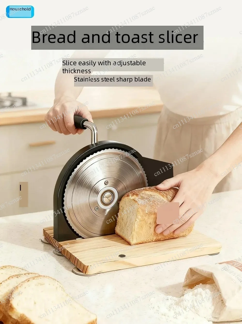 Homemade Bread Slicer Manual with Adjustable Thickness, Professional Bakery Toast Cutter for Loaves and Breads