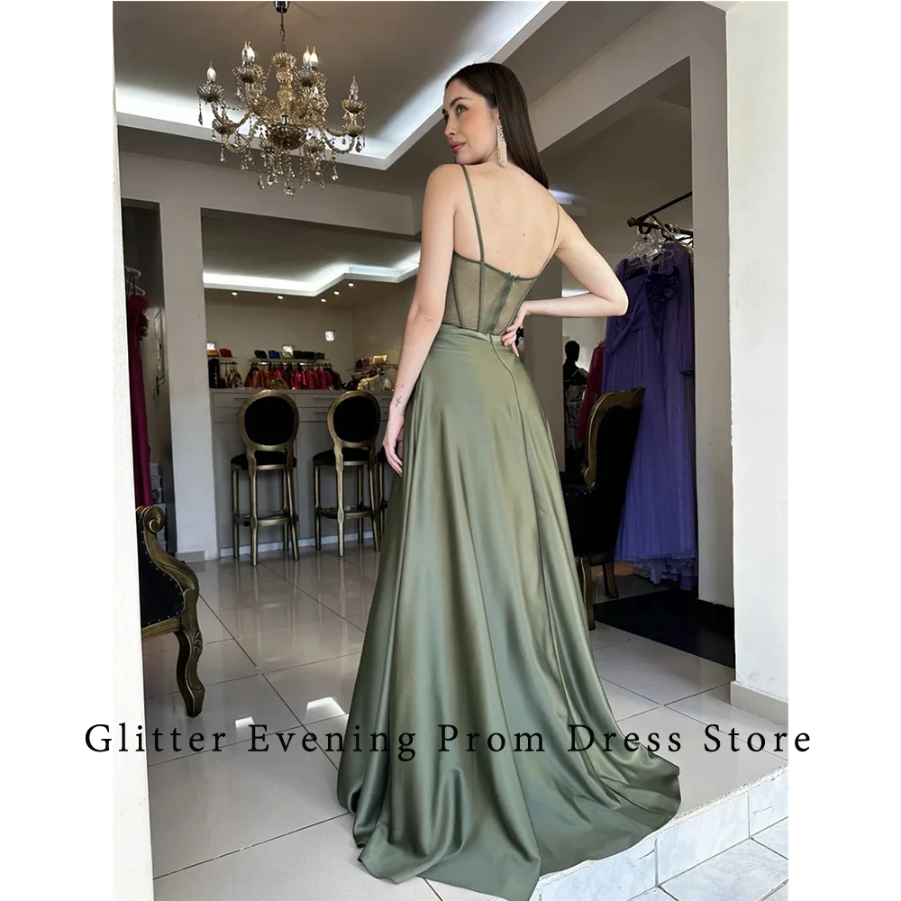 2024 Modern Sexy Prom Dresses For Women A-Line Slide Split Sweetheart Satin Backless Custom Made Birthday Evening Party Grows